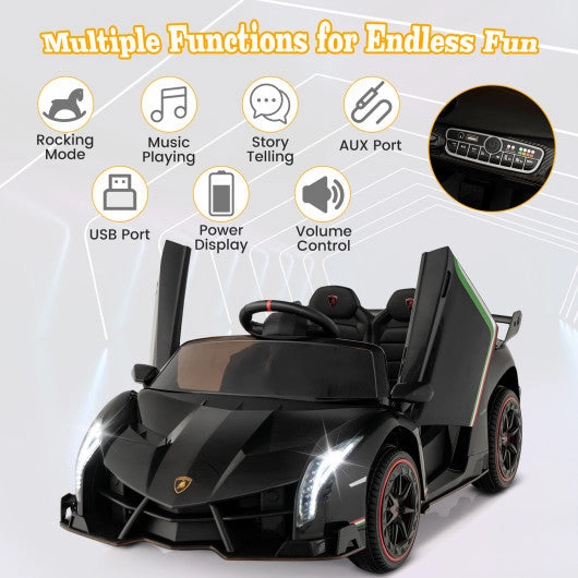 12V Licensed Lamborghini 4WD Kids Ride-on Sports Car With 2.4G Remote-Black