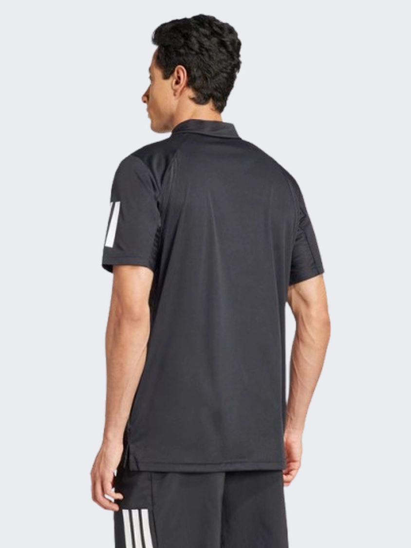 Adidas Club 3 Stripes Men Tennis Polo Short Sleeve Black