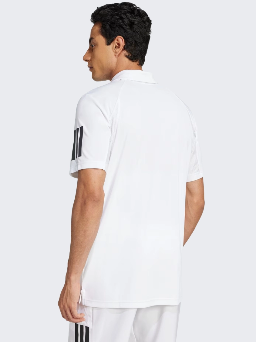 Adidas Club 3 Stripes Men Tennis Polo Short Sleeve White