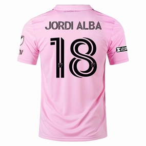 adidas Inter Miami Jordi Alba Home Jersey 23/24 w/ MLS   Leagues Cup Patch   Match Details (True Pink/Black)