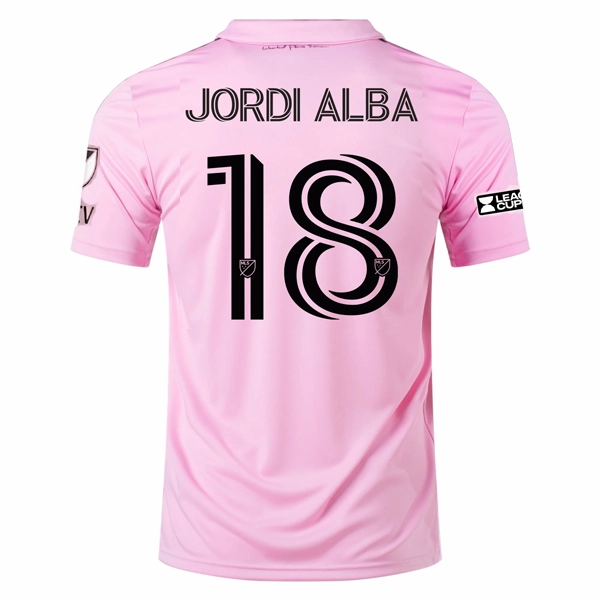 adidas Inter Miami Jordi Alba Home Jersey 23/24 w/ MLS   Leagues Cup Patch   Match Details (True Pink/Black)