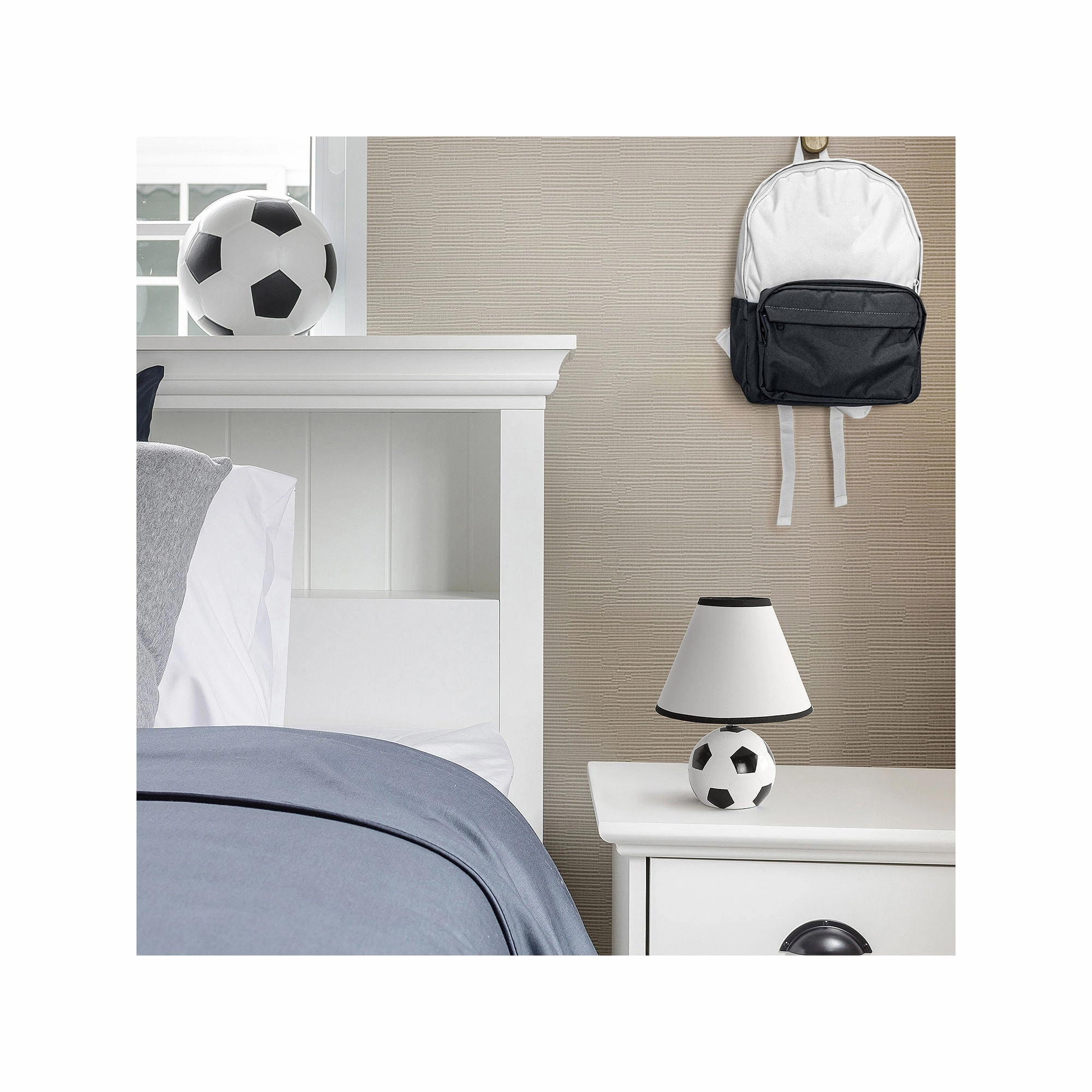 All The Rages Simple Designs Athletic Sports Ceramic Table Lamp LT1079-SCR - BLACK WHITE ONE SIZE