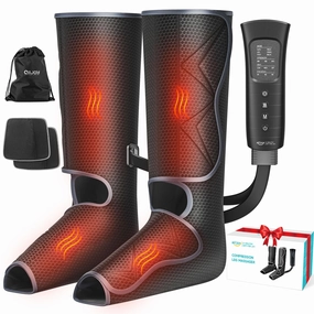 ALLJOY 202588 Leg and Foot Massager with Heat, Air Compression, 6 Modes, 3 Intensities, Adjustable Massage Boots