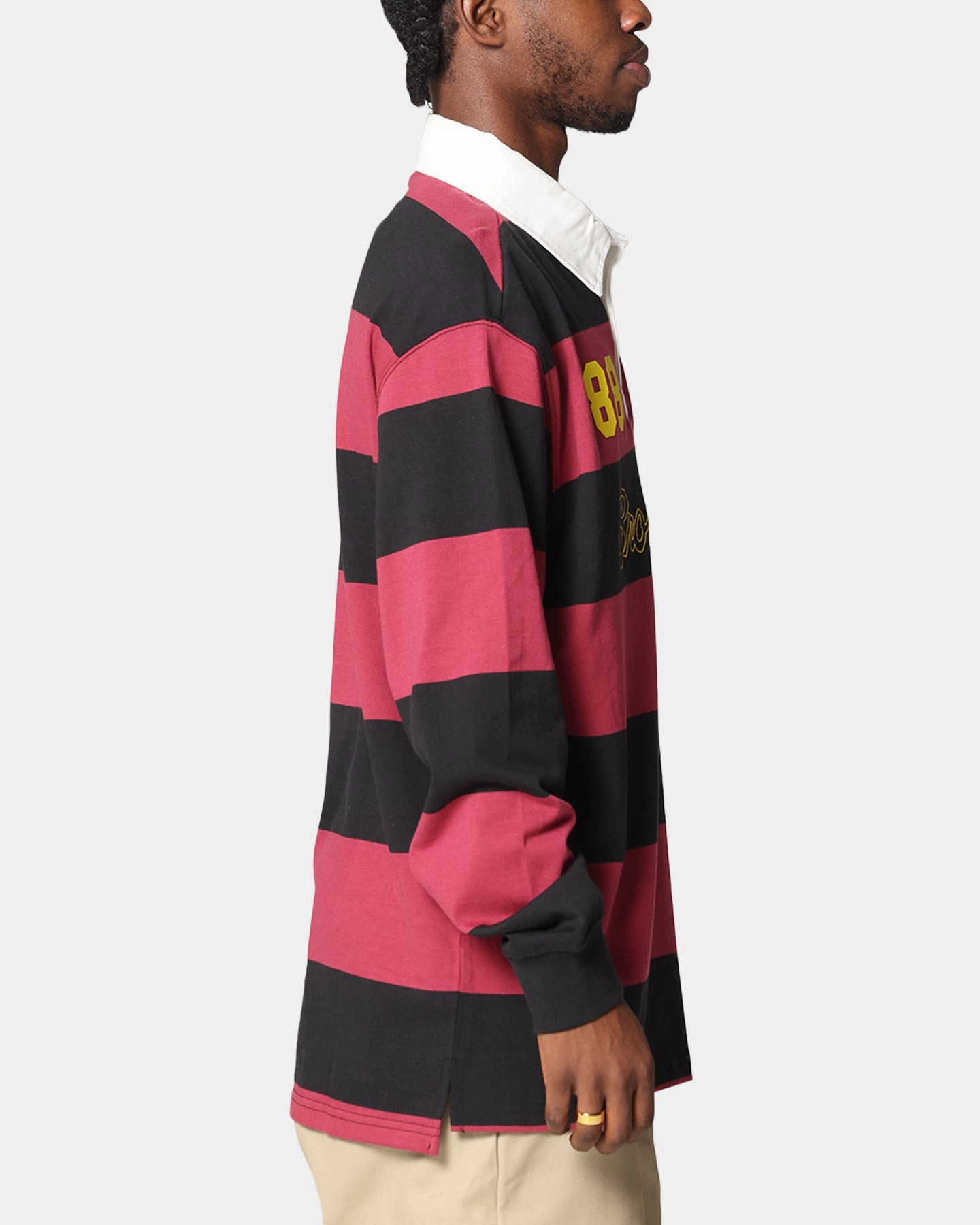Bleacher Athletic Brisbane Broncos NRL Stripe Rugby Polo Shirt Official Team Colour