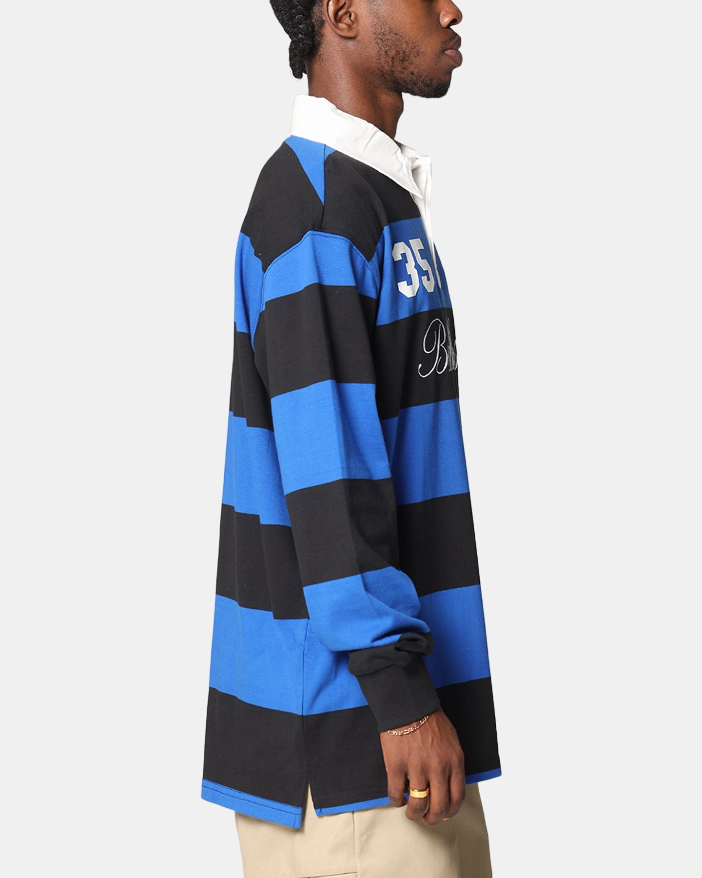 Bleacher Athletic Canterbury-Bankstown Bulldogs NRL Stripe Rugby Polo Shirt Official Team Colour