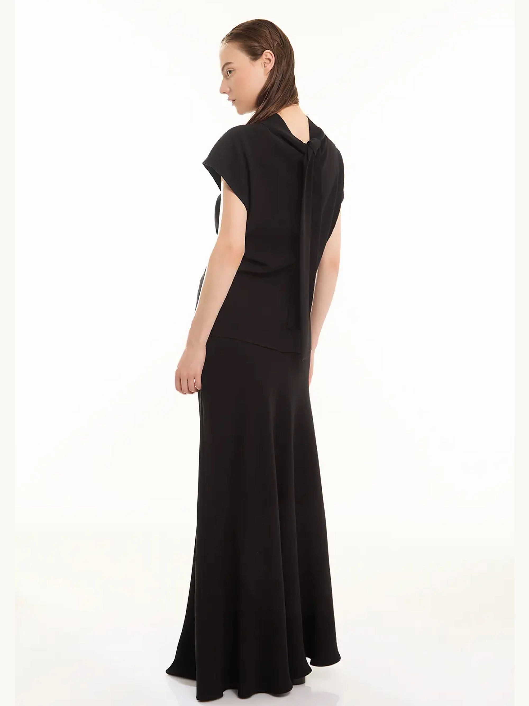 Blouse with Ruffle and Black Bow