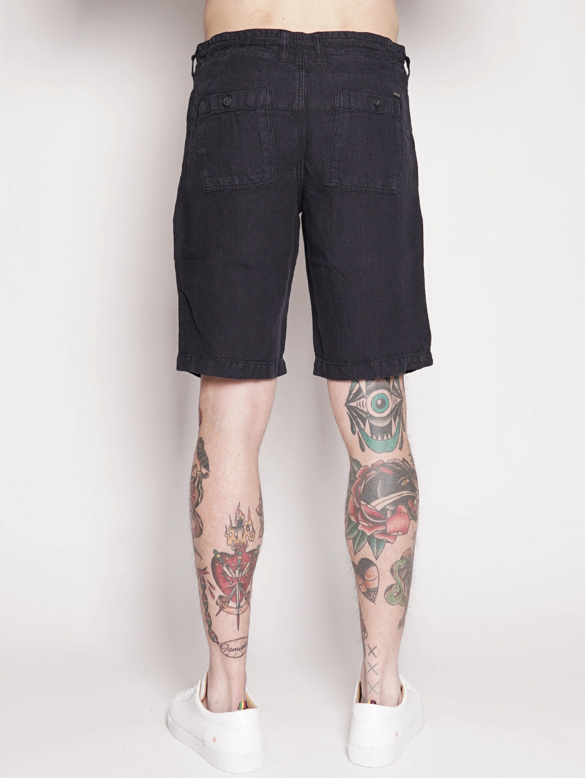 Blue Linen Bermuda