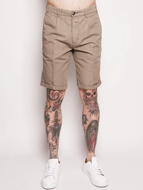 BORDERBE 1106 - Beige cotton blend bermuda