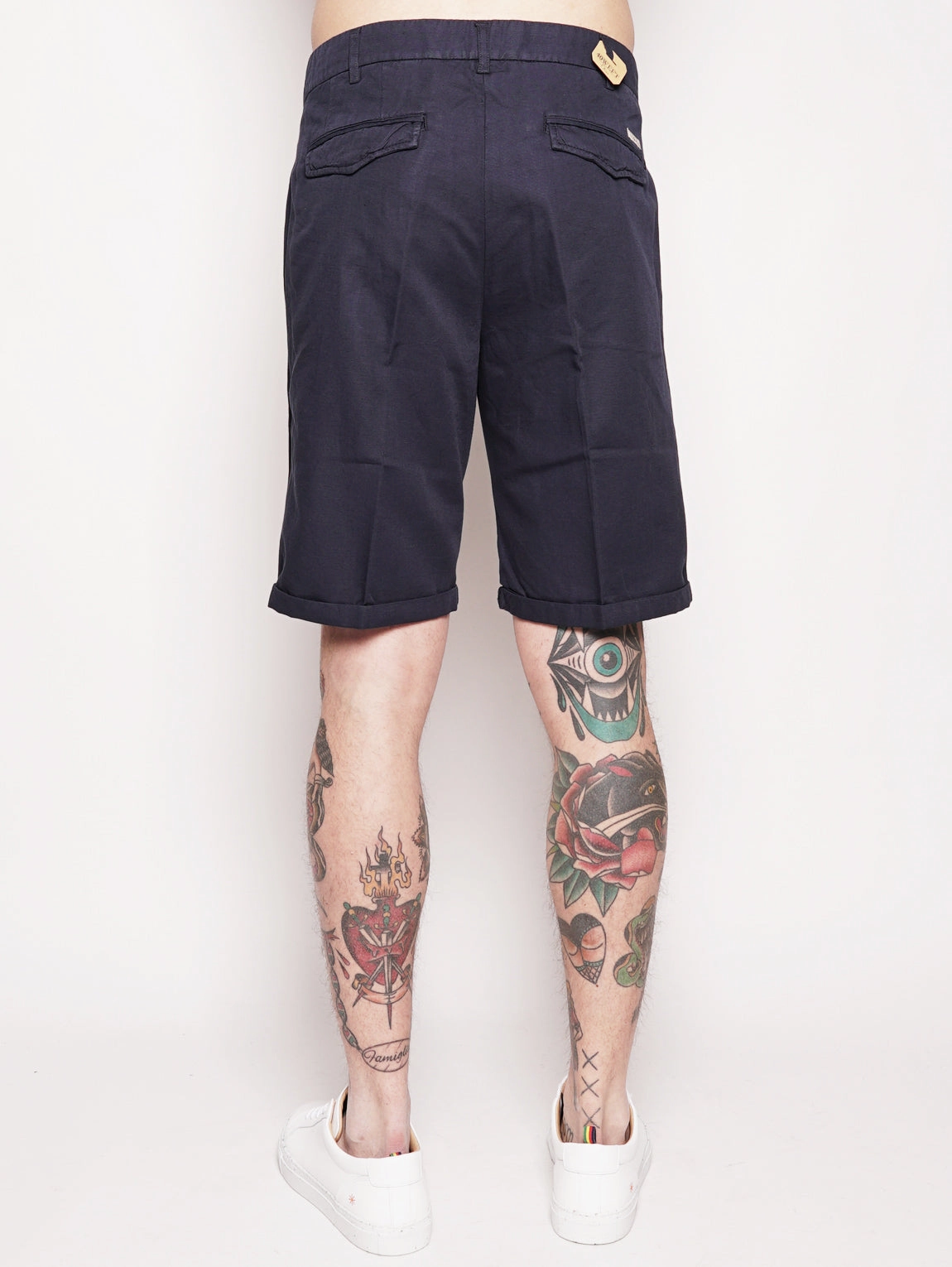 BORDERBE 1106 - Blue cotton blend bermuda