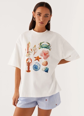 Born to Have Fun Oversized Tee - White