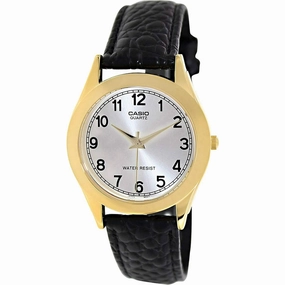 Casio Men's Watch - Quartz Silver Tone Dial Black Leather Strap | MTP1093Q-7B1