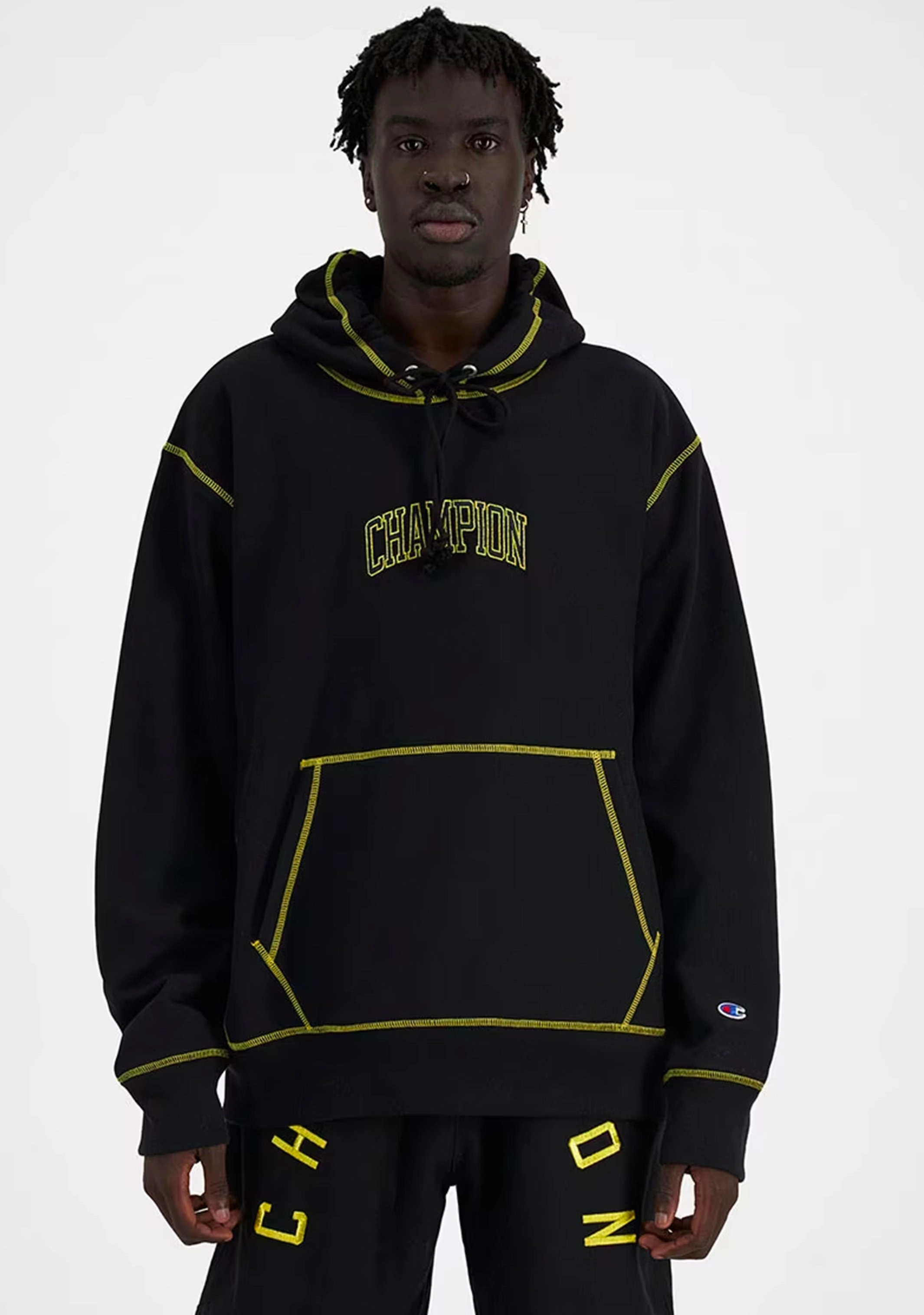 Champion Men's Reverse Weave Contrast Stitch Hoodie Black