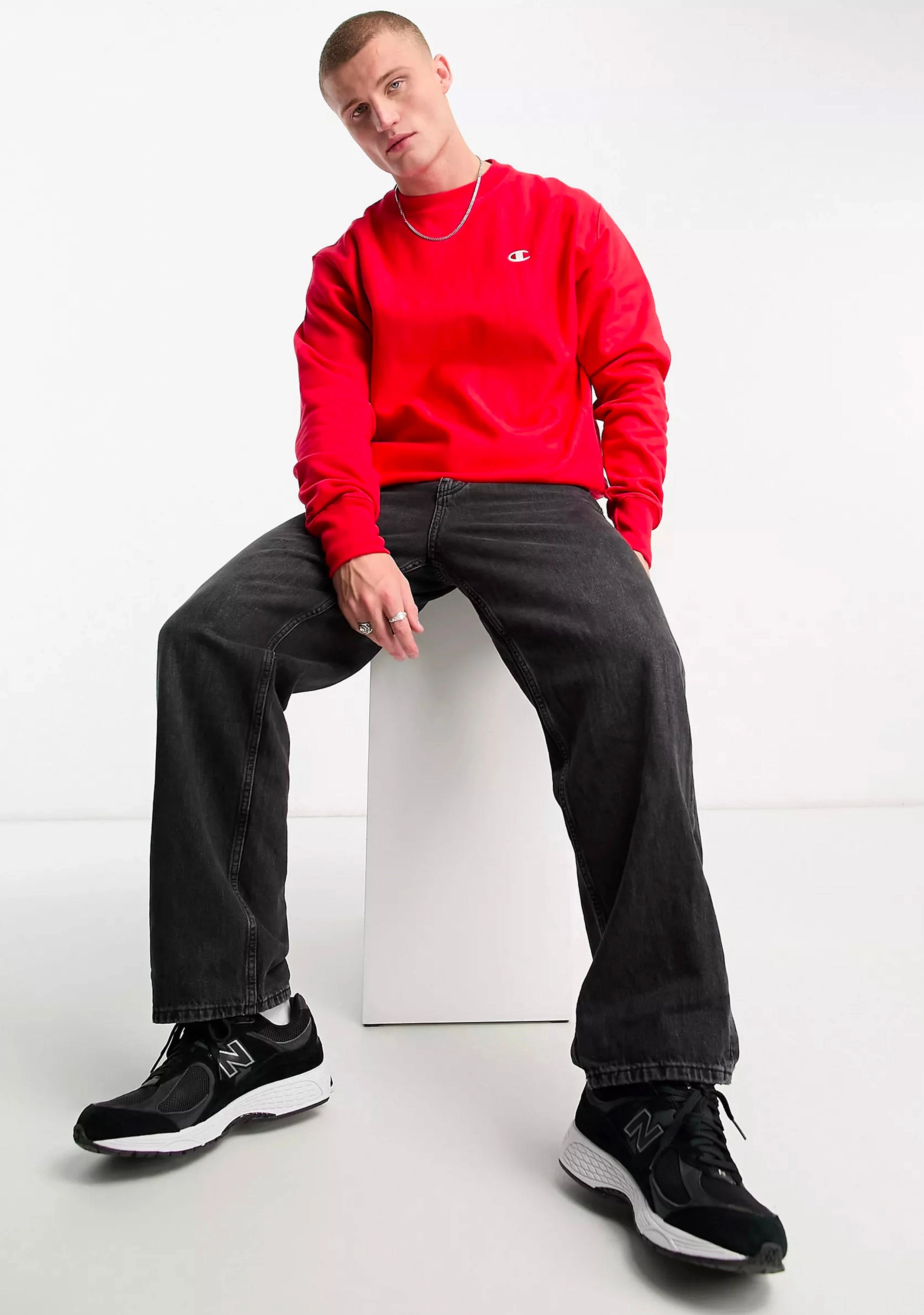 Champion Men's Reverse Weave Small C-Logo Crew