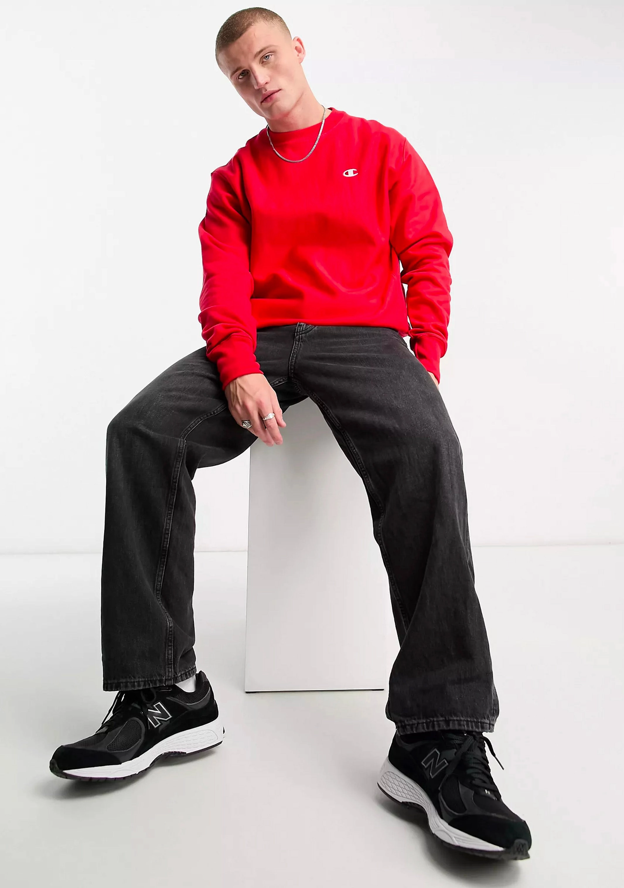 Champion Men's Reverse Weave Small C-Logo Crew