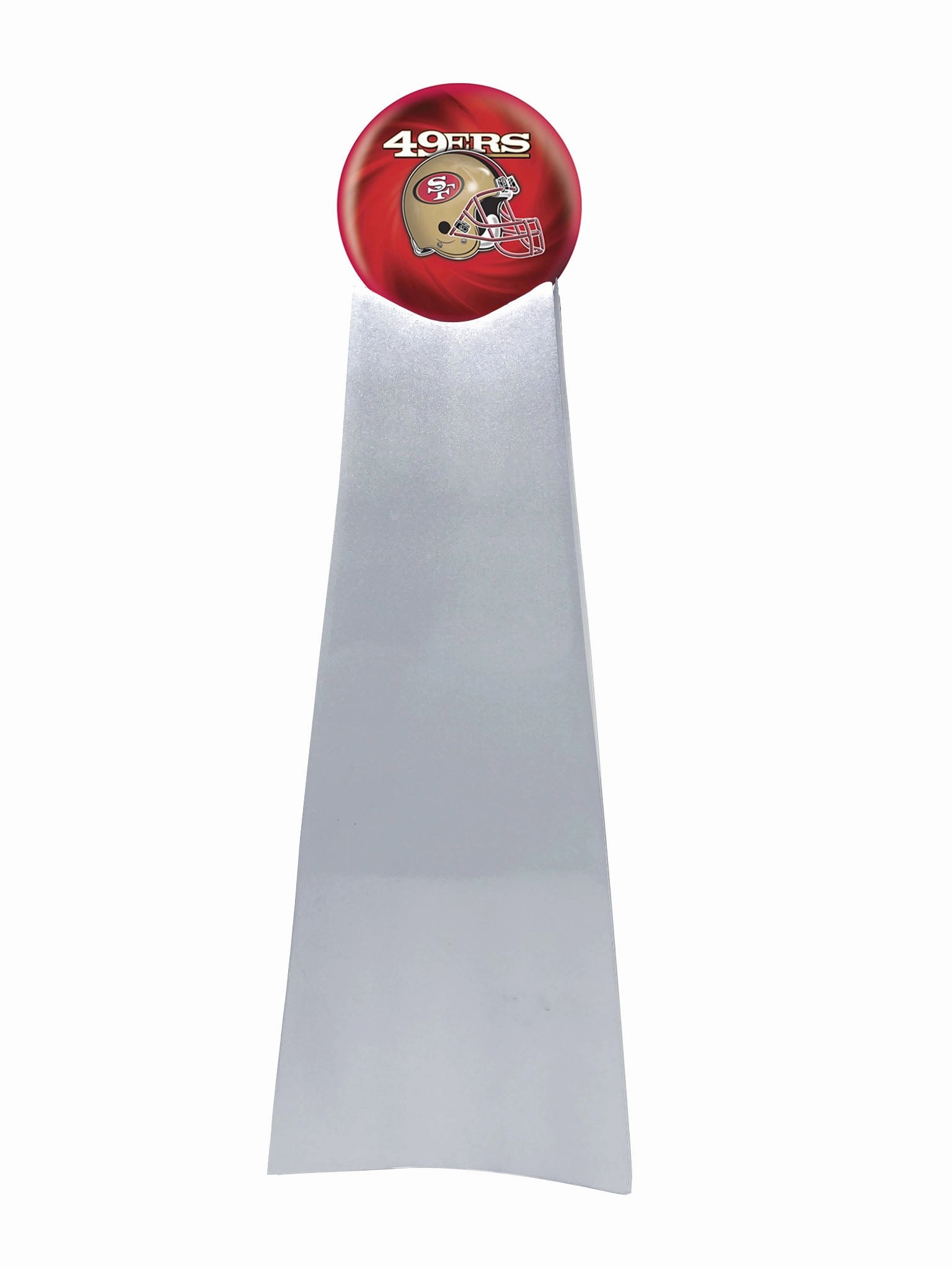 Championship Trophy Cremation Urn with Optional Football and Sanfrancisco 49ERS Ball Decor and Custom Metal Plaque
