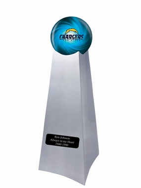 Championship Trophy Cremation Urn with Optional Los Angeles Chargers Ball Decor and Custom Metal Plaque