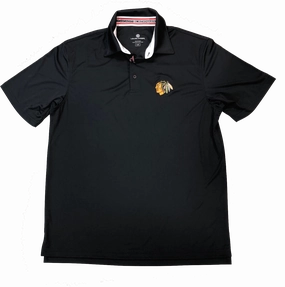 Chicago Blackhawks RPM Back Stripe Polo By Levelwear-Black