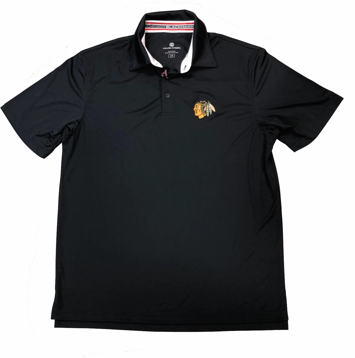Chicago Blackhawks RPM Back Stripe Polo By Levelwear-Black