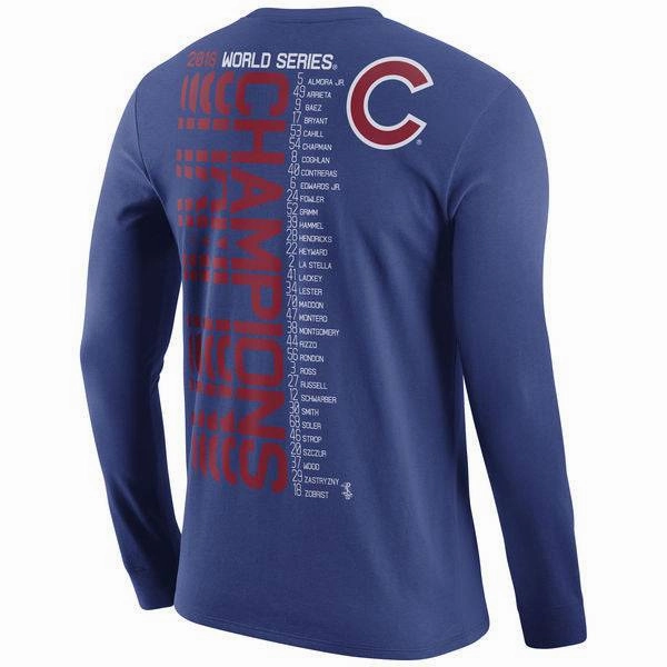 Chicago Cubs Nike 2016 World Series Champions Celebration Roster Long Sleeve T-Shirt - Royal