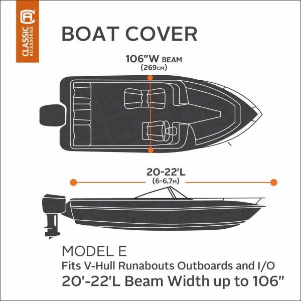 Classic Accessories 20-087-122401-00 DryGuard Heavy-Duty Waterproof Boat Cover