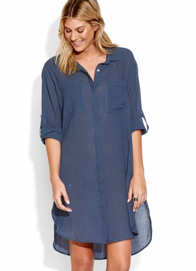 Crinkle Twill Beach Shirt - Blueprint
