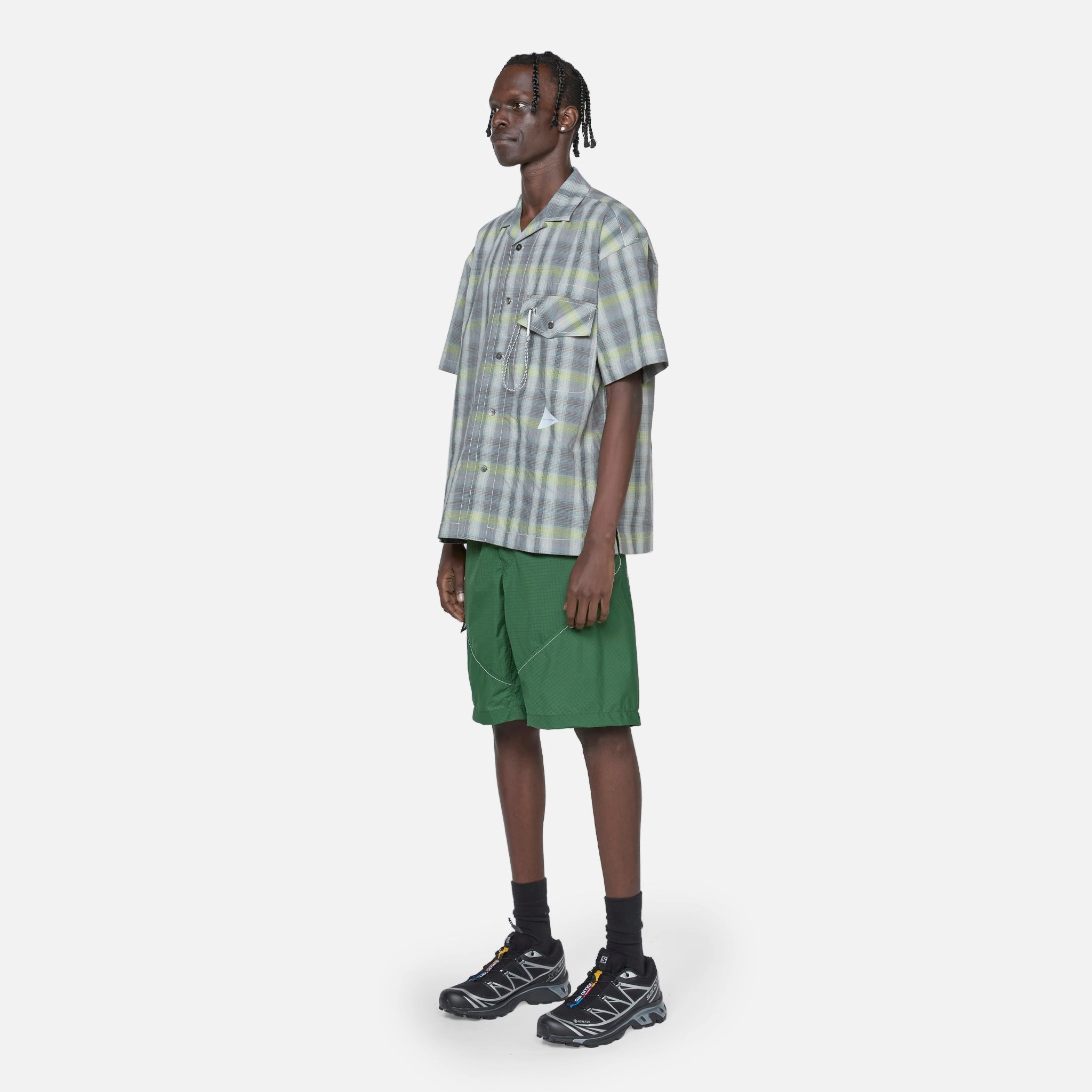 Dry Check Open Short Sleeve Shirt Gray