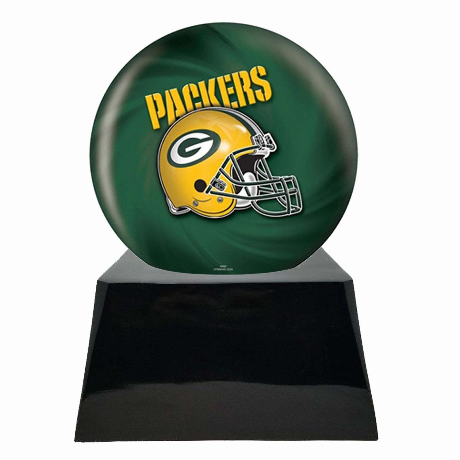 Football Cremation Urn with Optional Greenbay Packers Ball Decor and Custom Metal Plaque