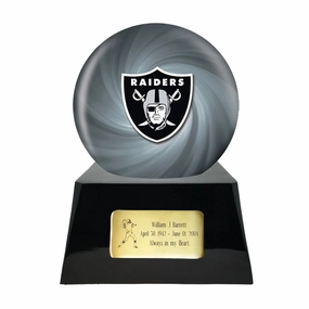 Football Cremation Urn with Optional Las Vegas Raiders Ball Decor and Custom Metal Plaque