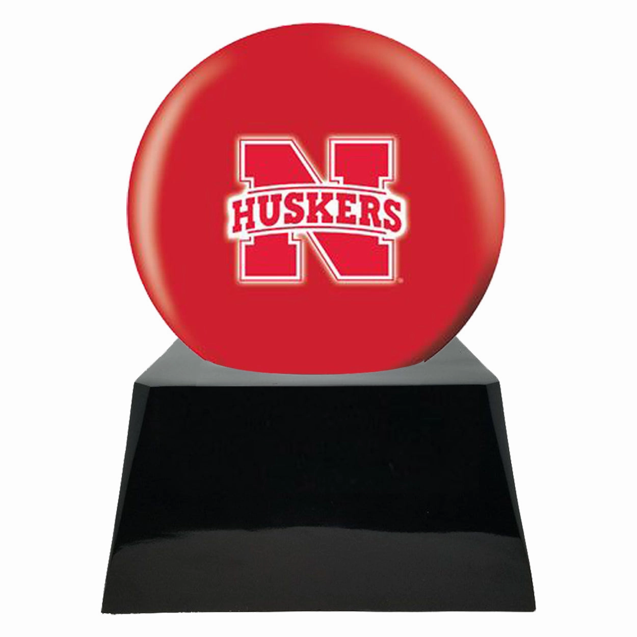 Football Cremation Urn with Optional Nebraska Cornhuskers Ball Decor and Custom Metal Plaque