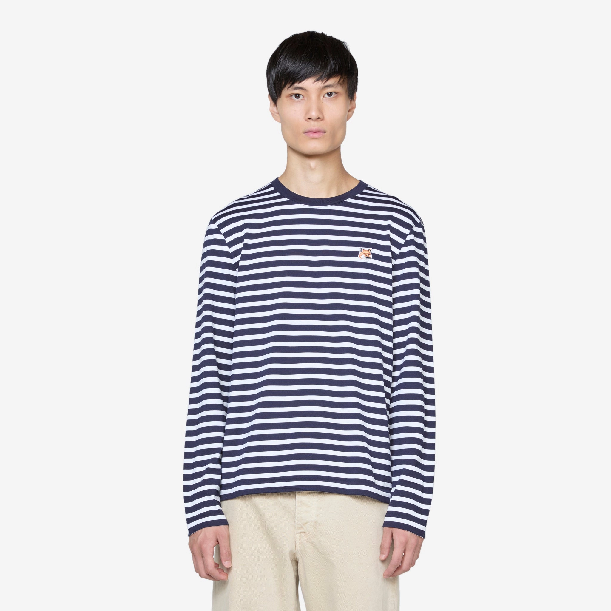 Fox Head Patch Regular Marin T-Shirt Navy Stripes