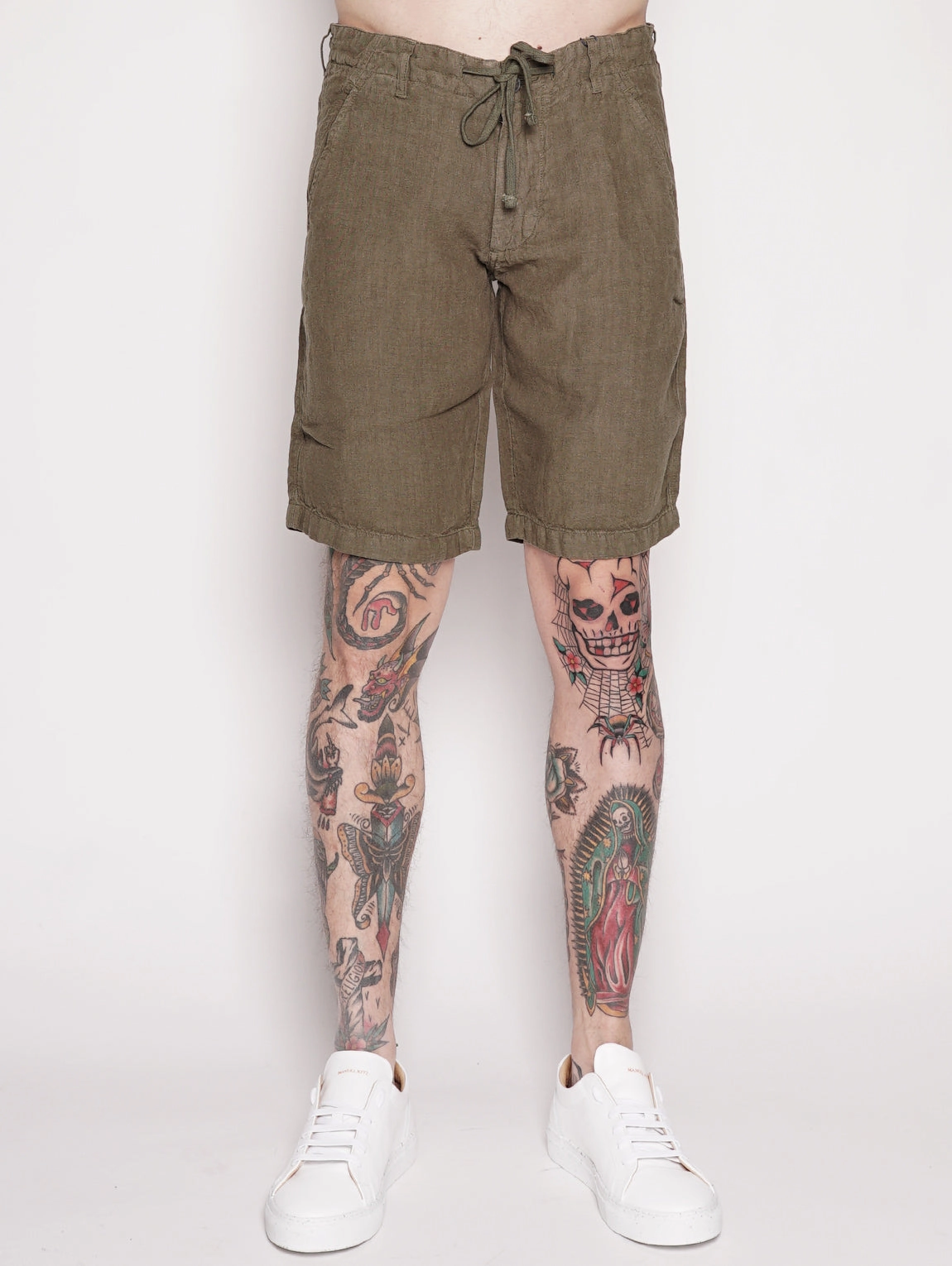 Green Linen Bermuda