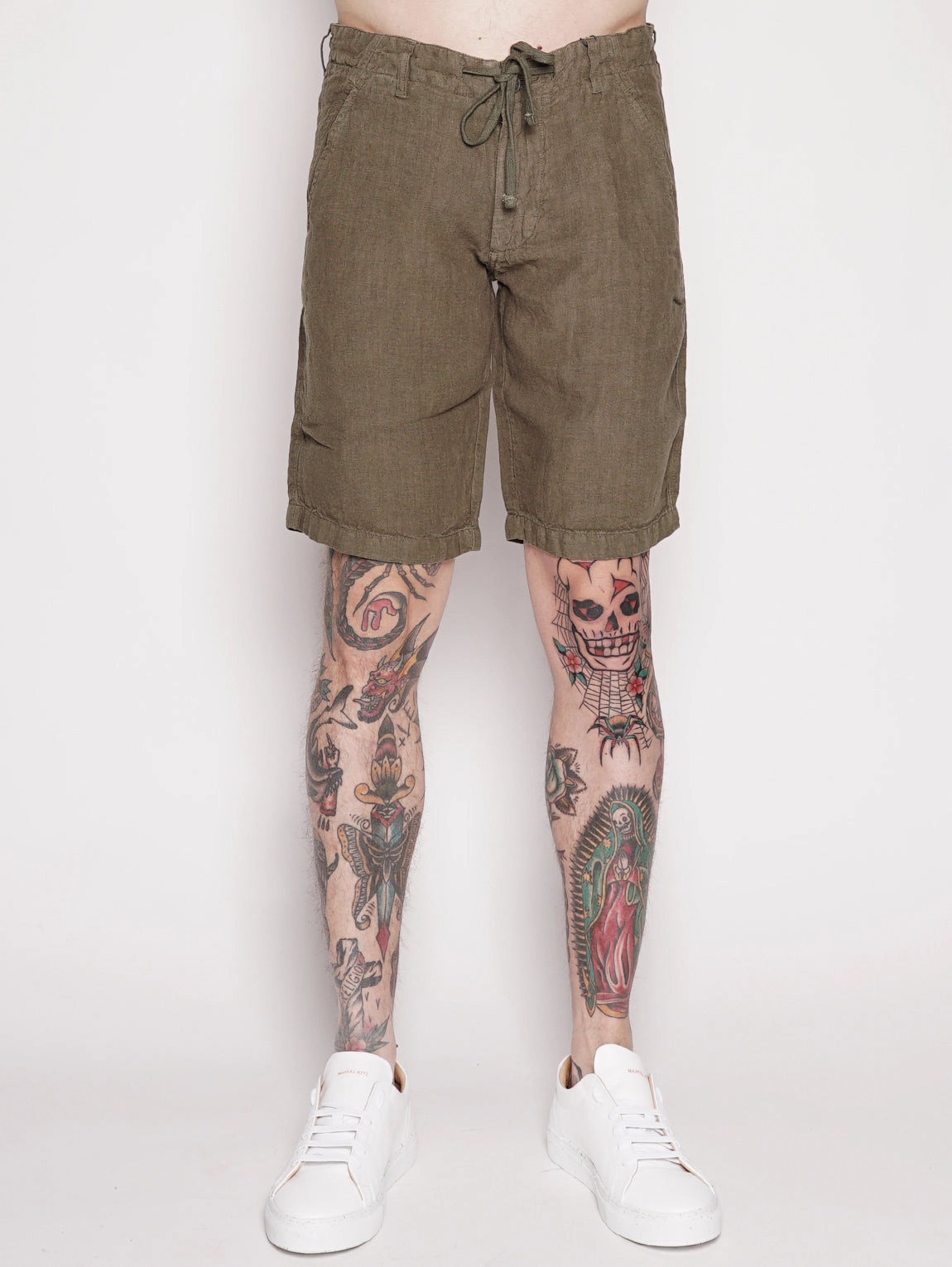 Green Linen Bermuda