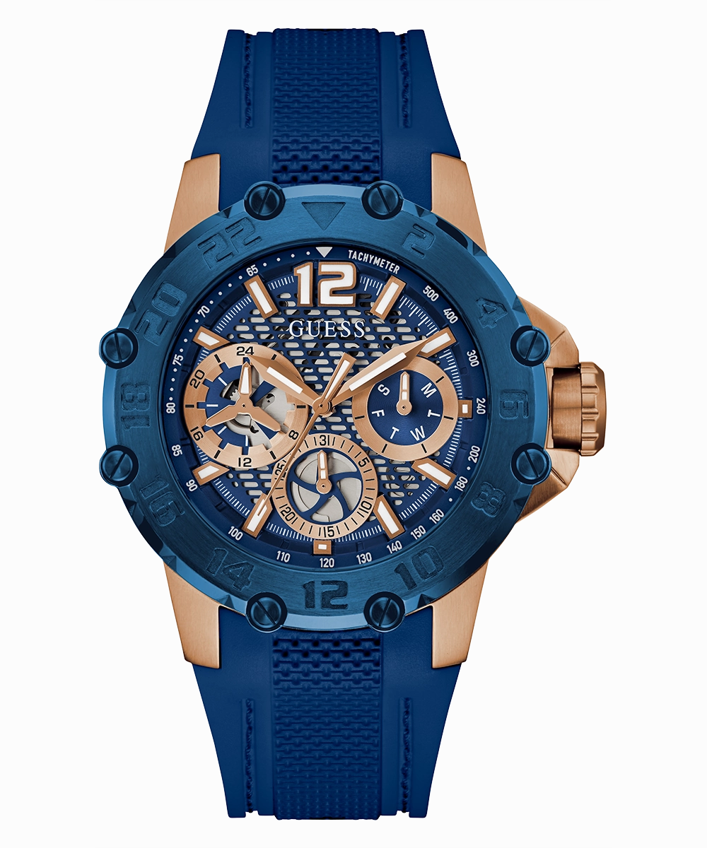 GUESS Mens Blue 2-Tone Multi-function Watch