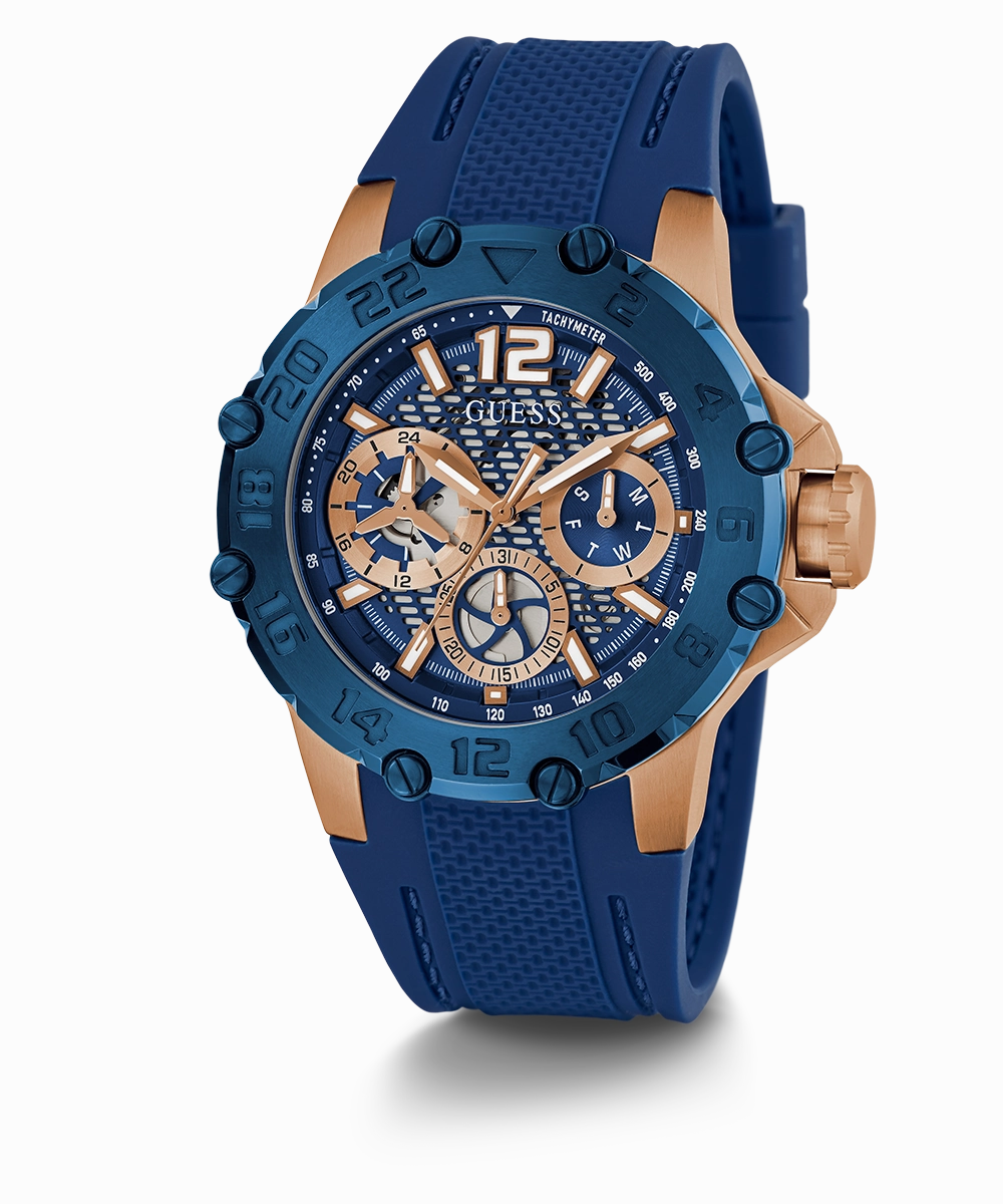GUESS Mens Blue 2-Tone Multi-function Watch
