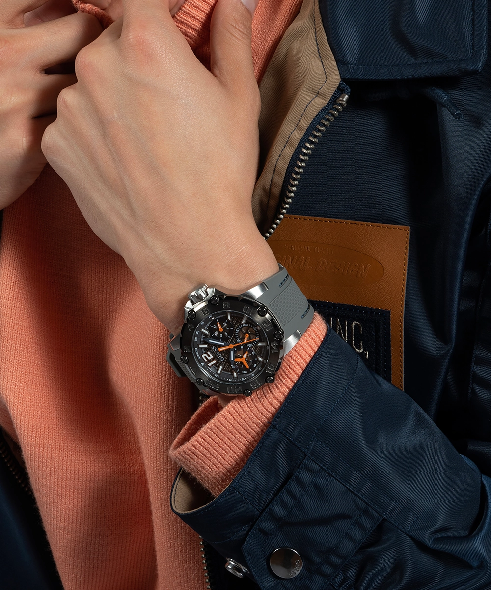 GUESS Mens Grey 2-Tone Multi-function Watch