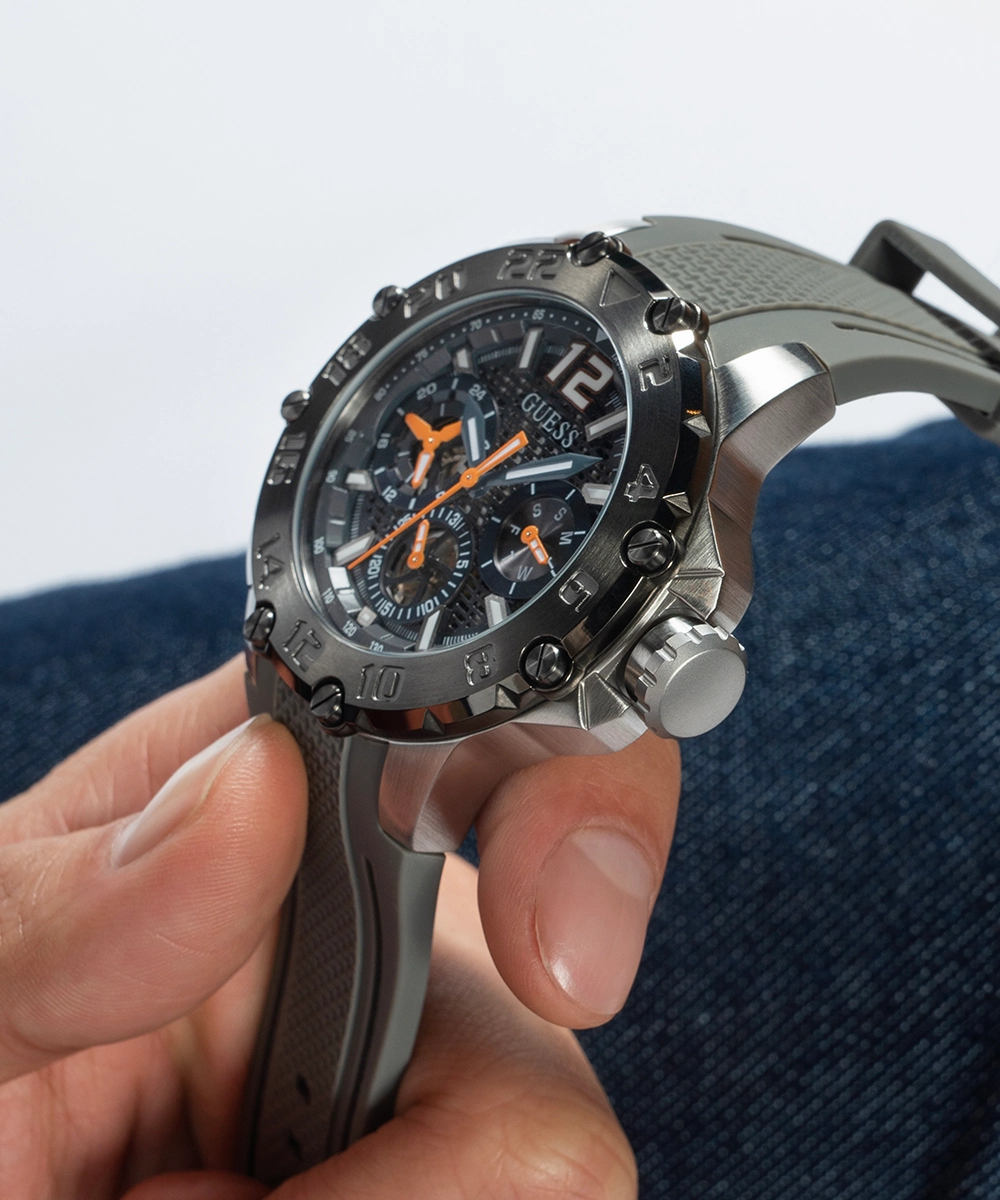 GUESS Mens Grey 2-Tone Multi-function Watch