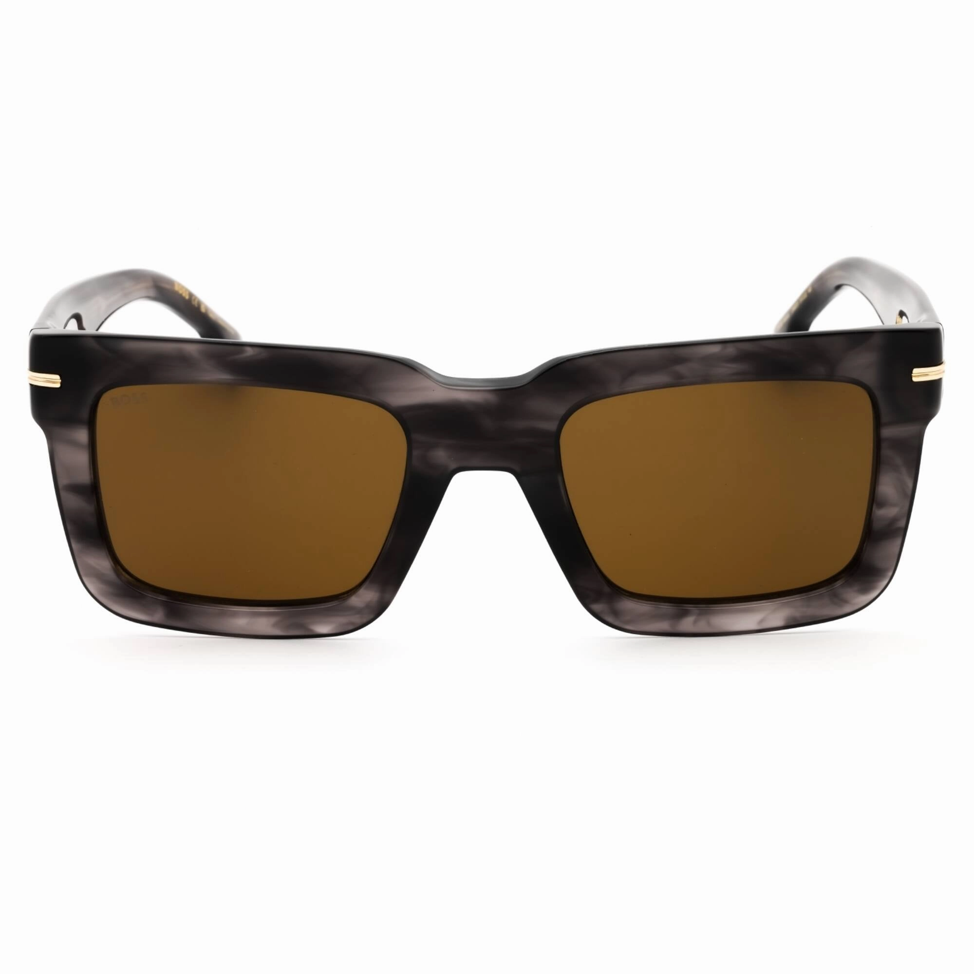 Hugo Boss Men's Sunglasses - Grey Horn Square Frame Brown Lens | BOSS 1501/S 2W8