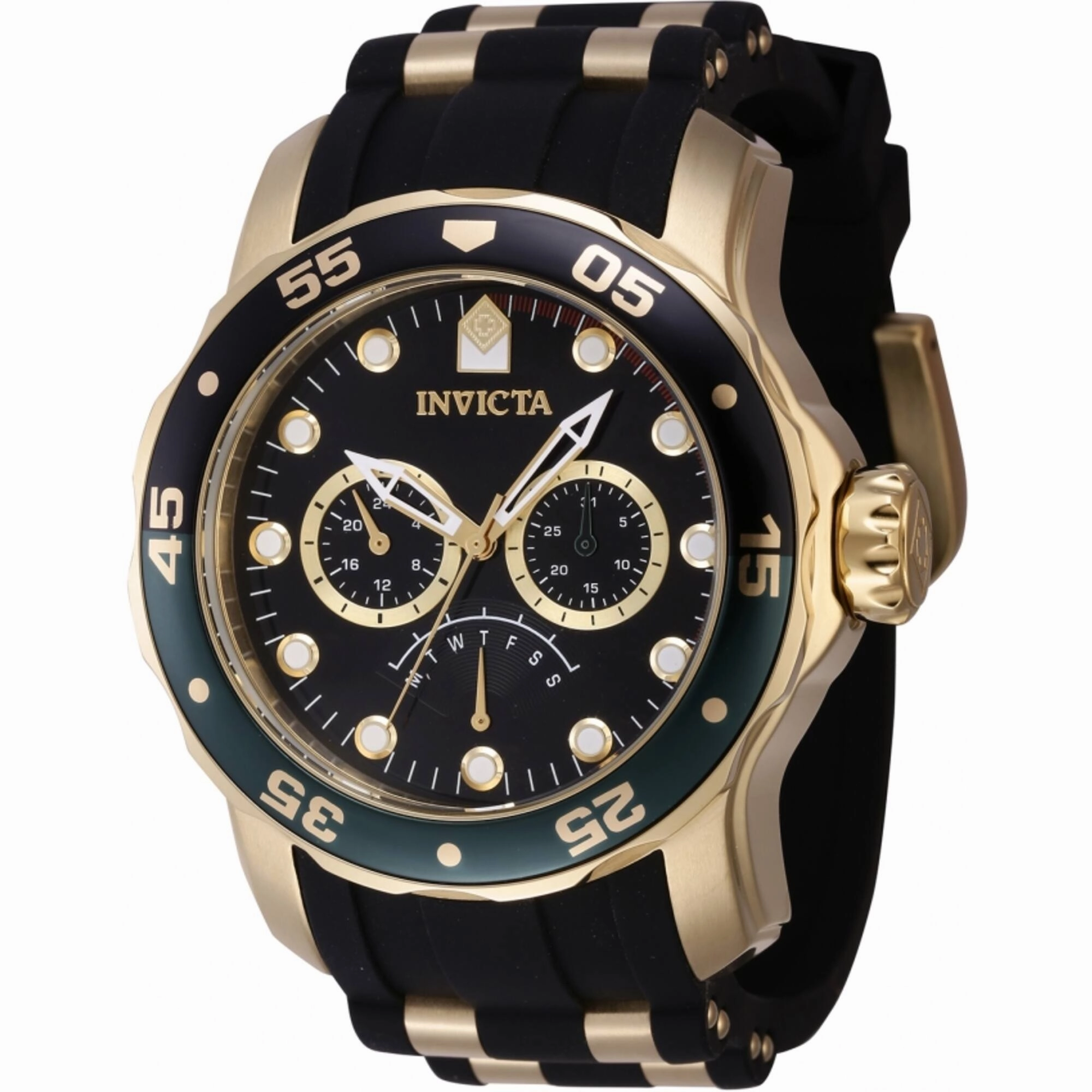 Invicta Men's Quartz Watch - Pro Diver Black and Green Bezel Two Tone Strap | 46969