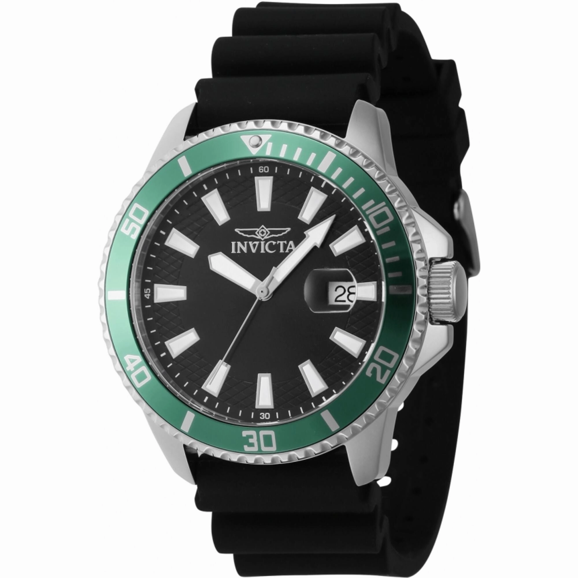 Invicta Men's Quartz Watch - Pro Diver Date Green/Silver Tone Bezel Black Dial | 46129