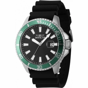 Invicta Men's Quartz Watch - Pro Diver Date Green/Silver Tone Bezel Black Dial | 46129