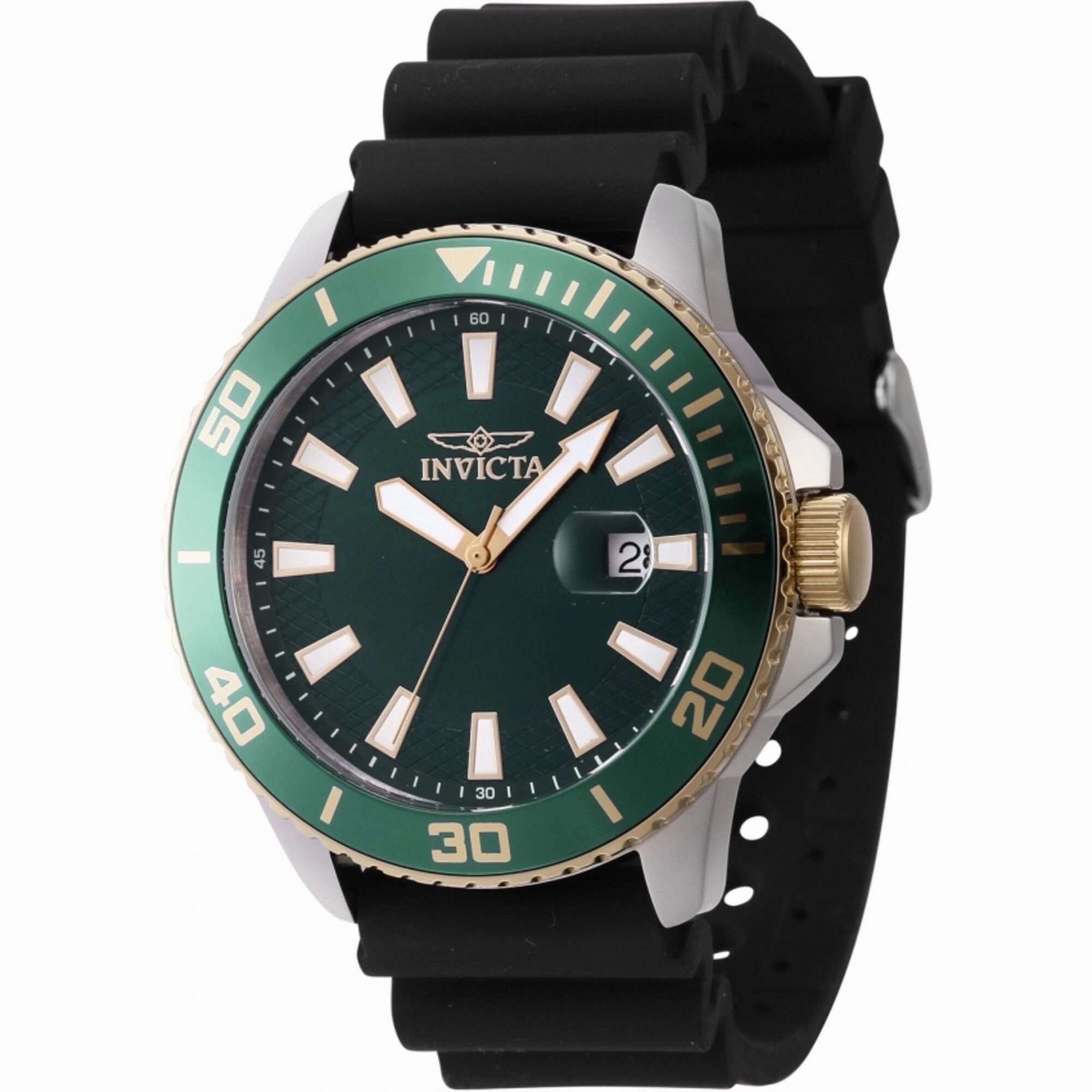 Invicta Men's Quartz Watch - Pro Diver Green Dial Black Silicone Strap | 46093