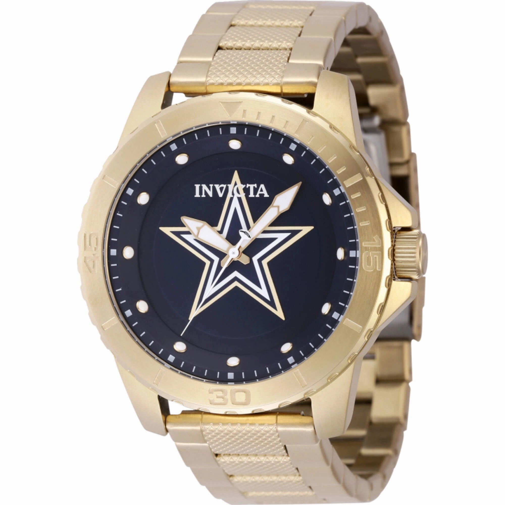 Invicta Men's Watch - NFL Dallas Cowboys Quartz Blue Dial Yellow Gold Bracelet | 48091