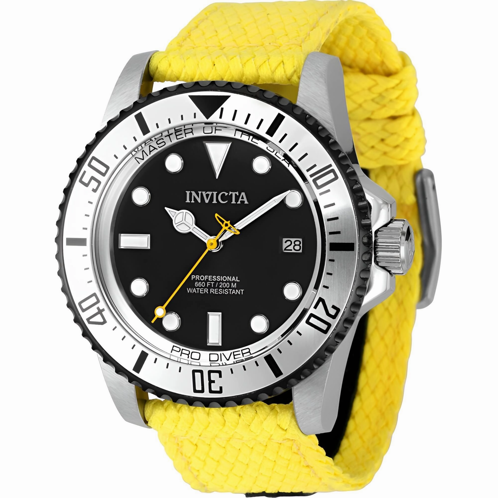Invicta Men's Watch - Pro Diver Automatic Black Dial Yellow Polyester Strap | 37410
