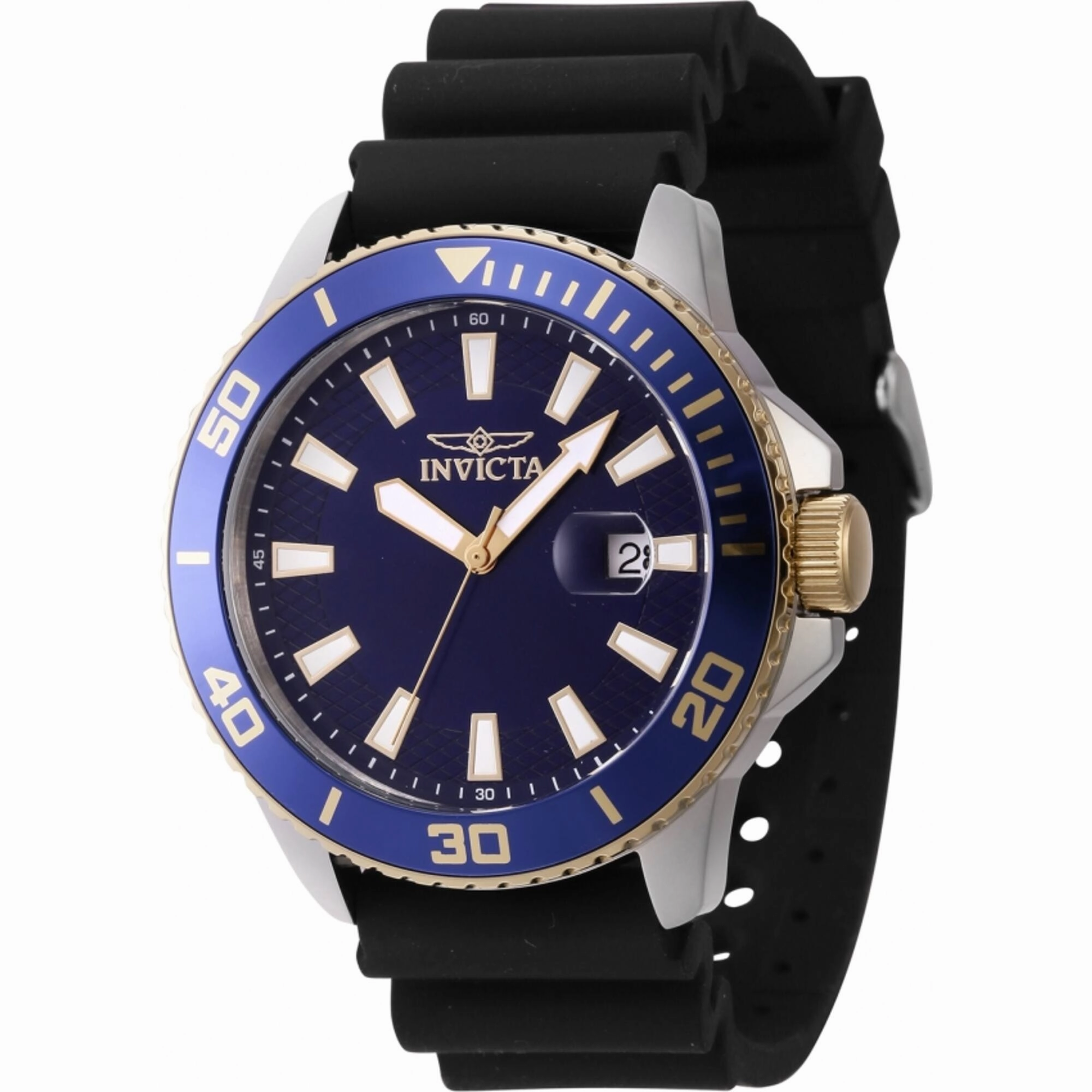 Invicta Men's Watch - Pro Diver Quartz Blue Dial Black Silicone Strap | 46092