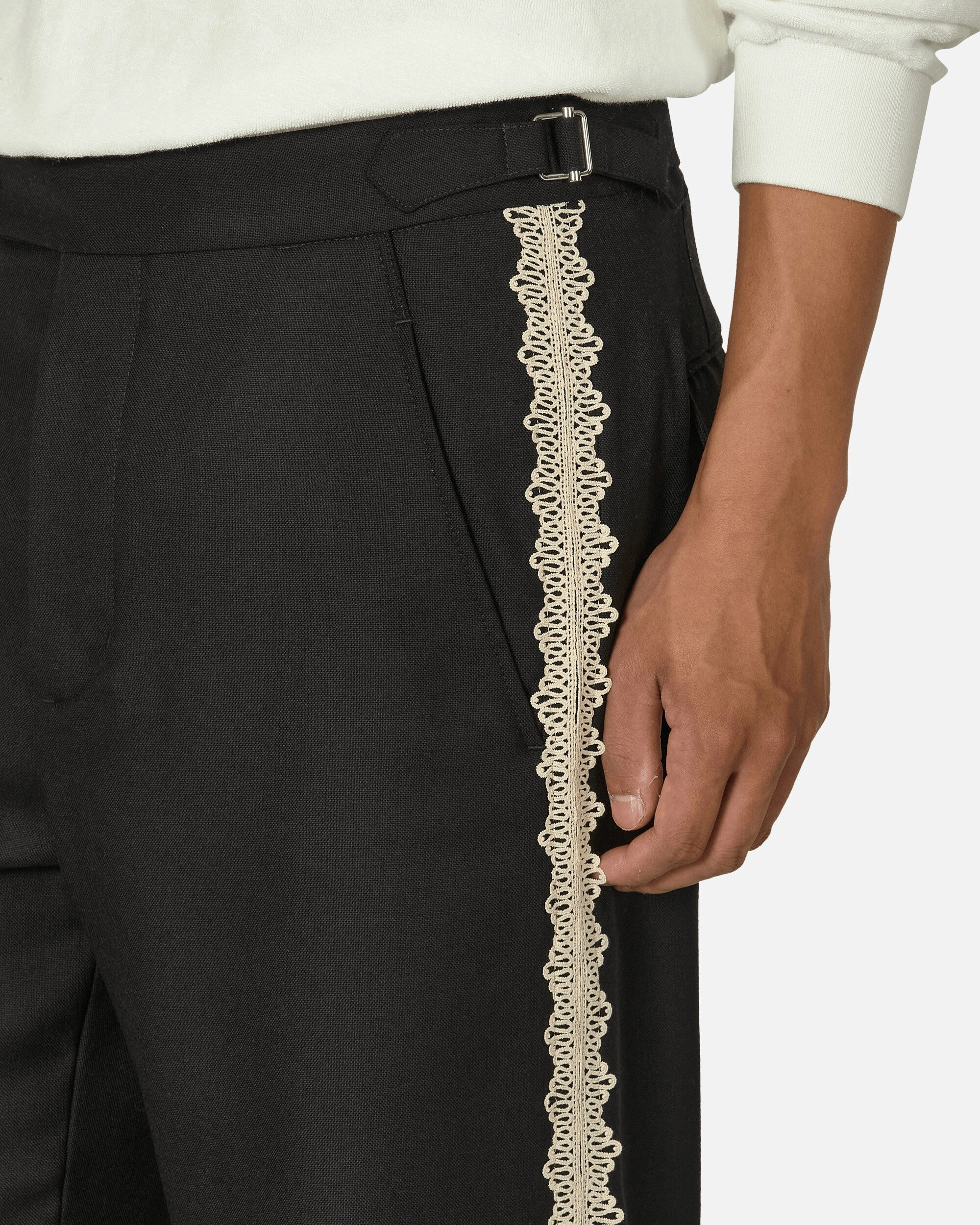 Lacework Side Buckle Trousers Black