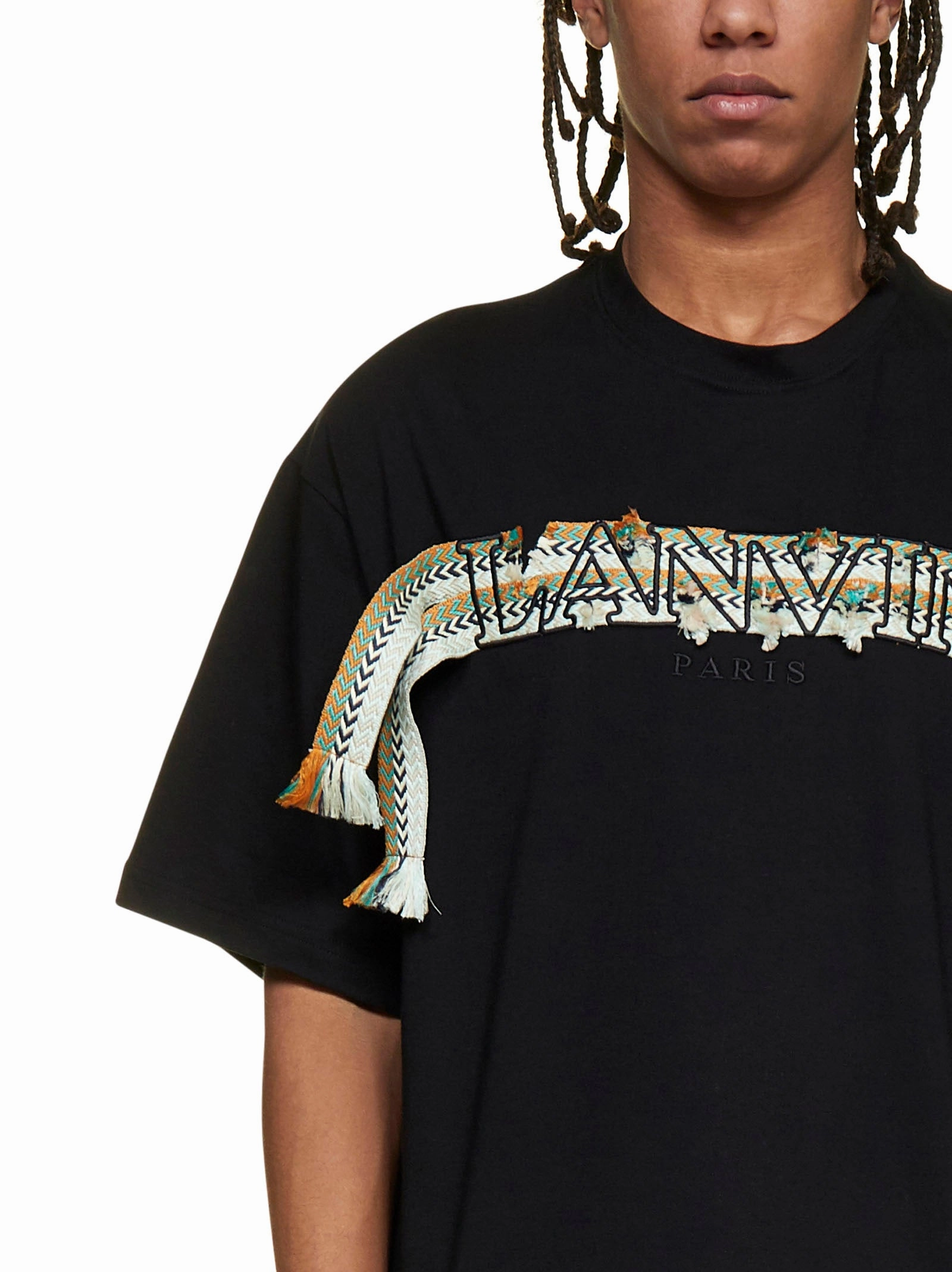 Lanvin Logo Lacing Embellished Crewneck T-Shirt