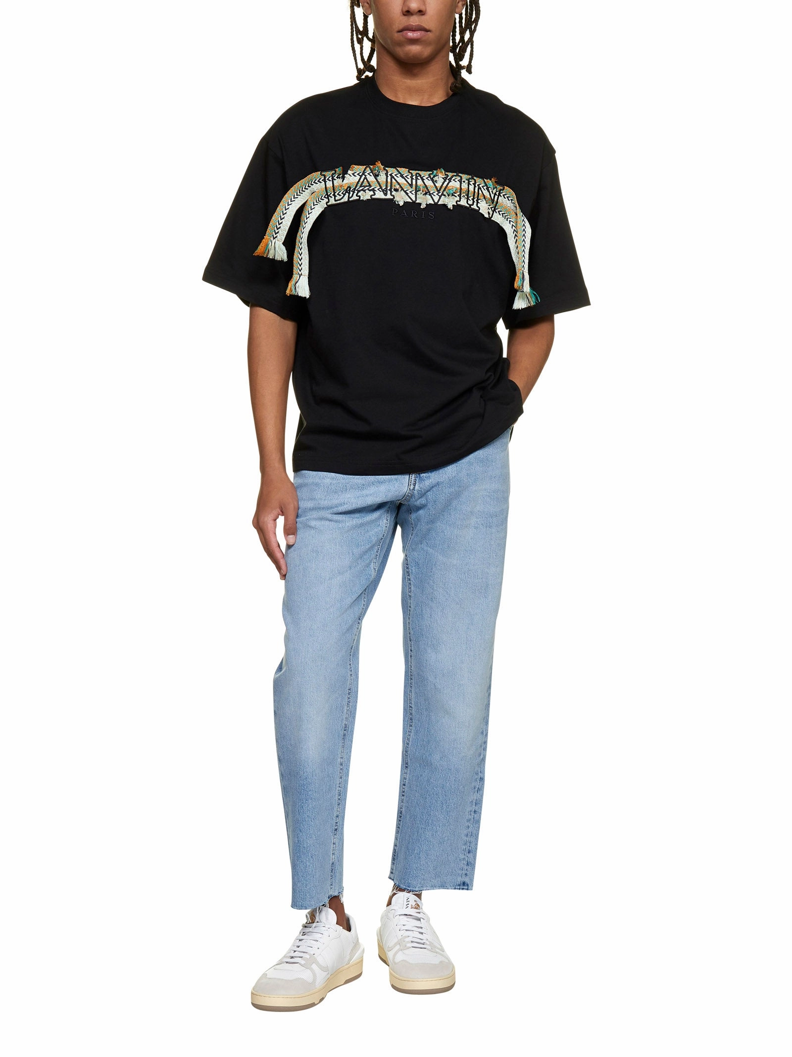 Lanvin Logo Lacing Embellished Crewneck T-Shirt