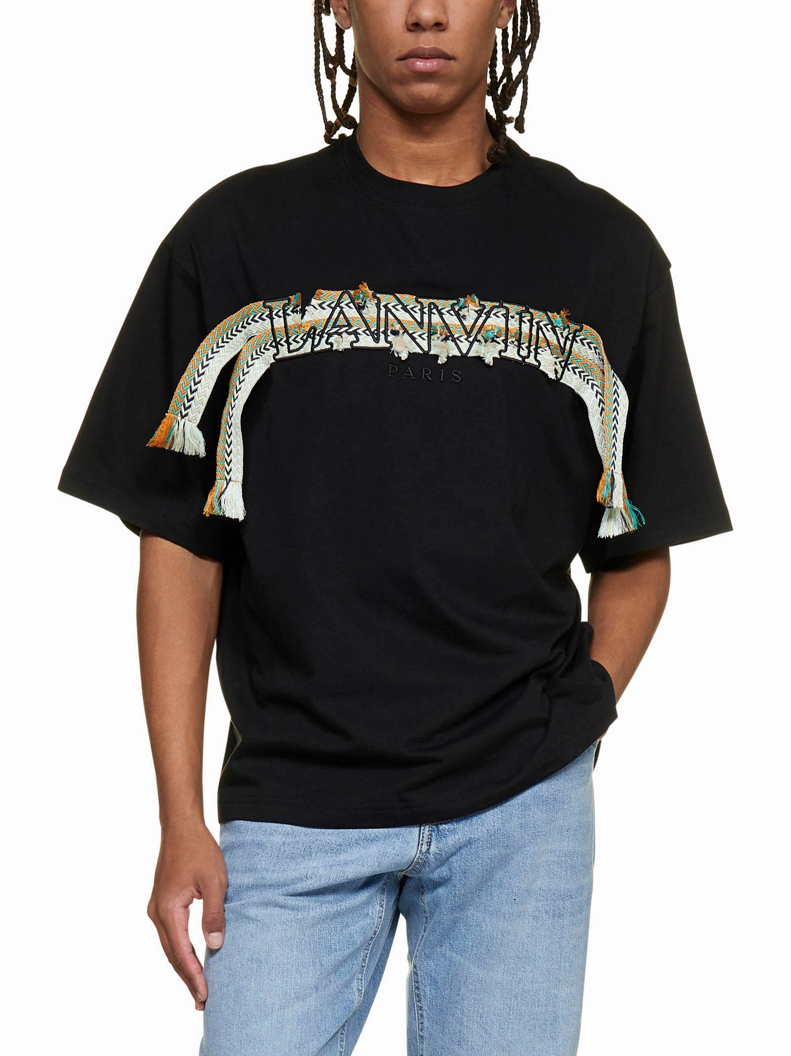Lanvin Logo Lacing Embellished Crewneck T-Shirt