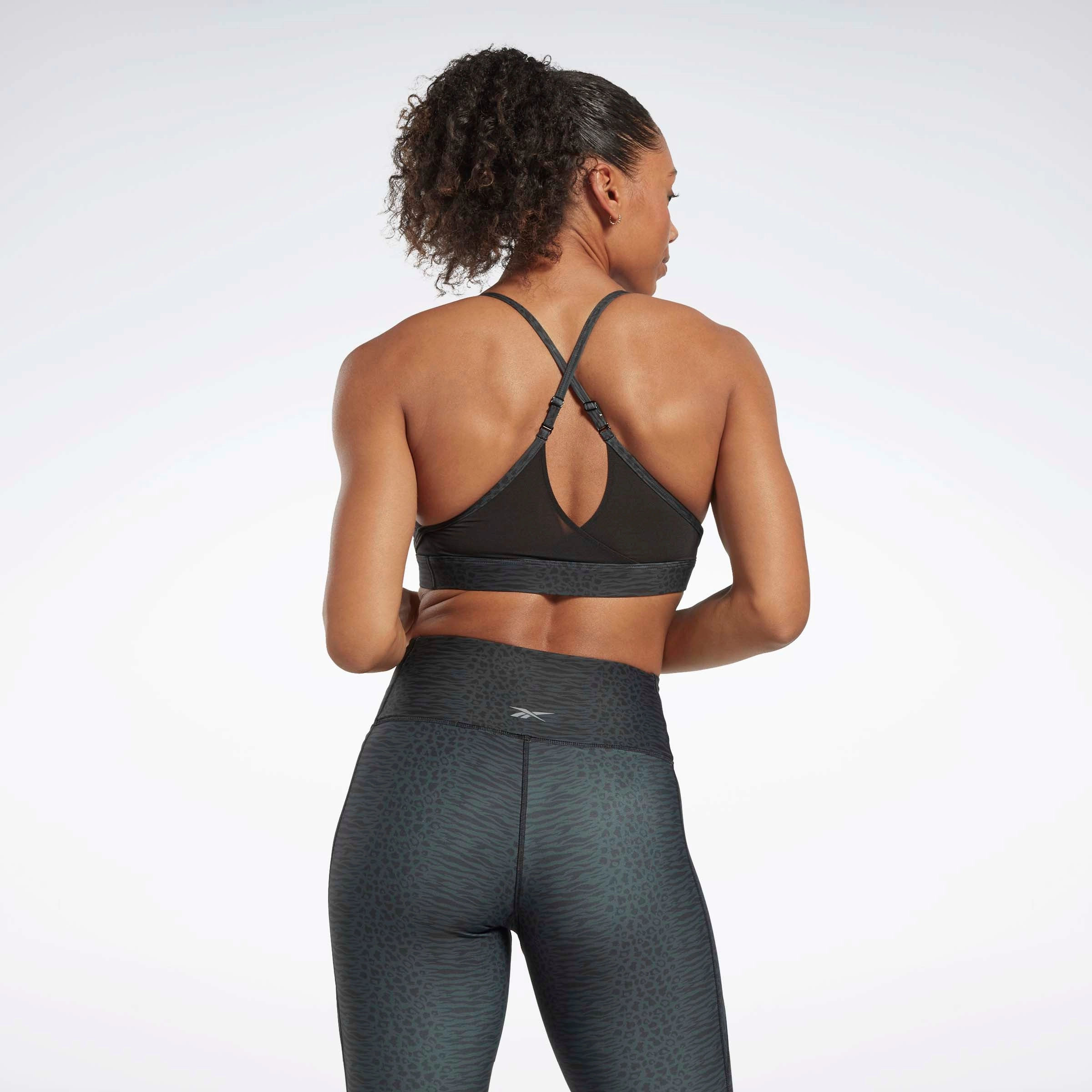 Lux Strappy Sports Modern Safari Print Bra Black