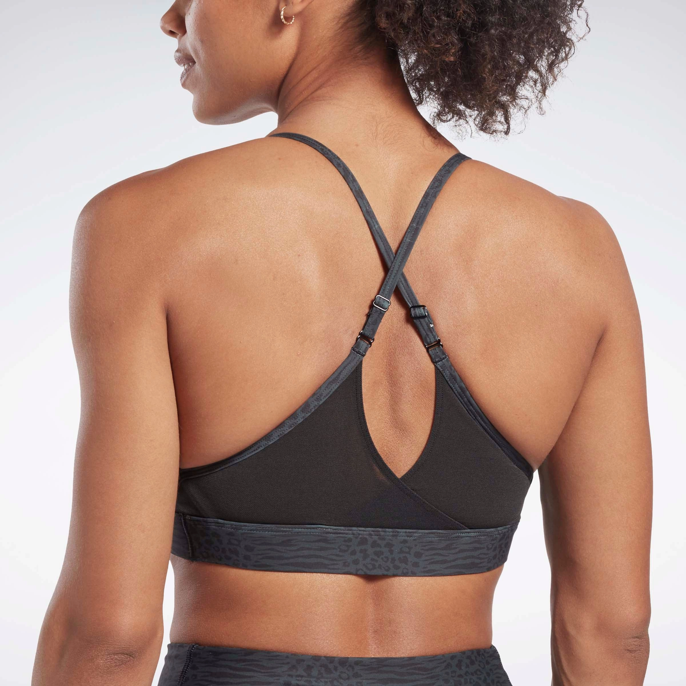 Lux Strappy Sports Modern Safari Print Bra Black